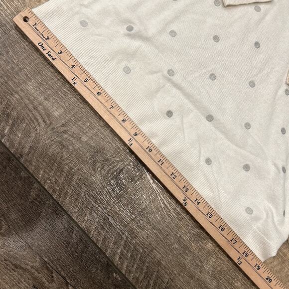 J.Crew Factory Women's Embroidered Polka Dot Sweater White Gray Size L - Picture 3 of 8